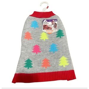 Kimee Pet Christmas Tree Dog Sweater Grey Red Knit Holiday Apparel M